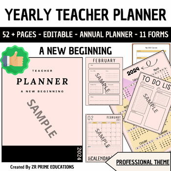 Preview of Ultimate Yearly Teacher Planner - Profesional THEME - #FFE8E3