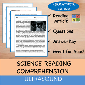 Preview of Ultrasound - Reading Passage and x 10 Questions (EDITABLE)