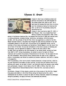 Preview of Ulysses S. Grant Worksheet