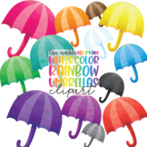 Umbrella Clipart - Spring Watercolor Rainbow Clipart