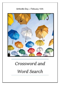 Umbrella Day February 10th Crossword Puzzle Word Search Bell Ringer