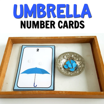 Preview of Umbrella Number Cards for Weather or Spring Theme Activities