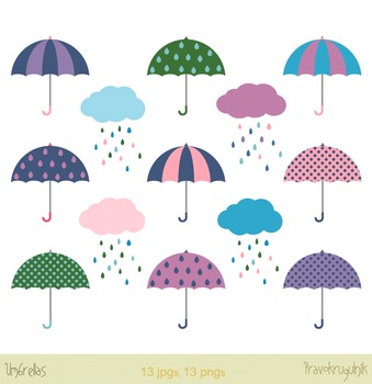 umbrella raindrops clipart
