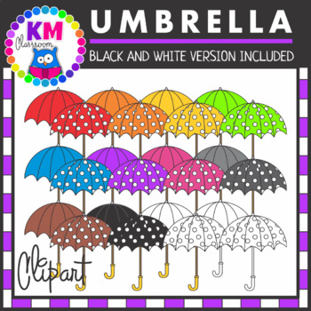 Umbrellas in Rainbow Colors ClipArt by KM Classroom | TpT