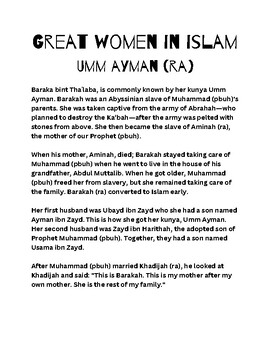 Preview of Umm Ayman Great Women in Islam