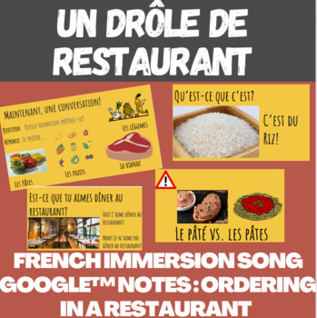 Preview of Un Drôle de Restaurant (Commander dans un Restaurant) French Notes for Google™
