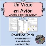 Un viaje en avión Spanish Vocabulary Practice Worksheets (