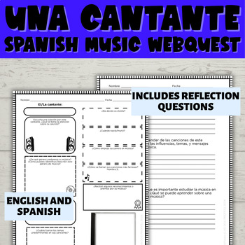 Preview of Una Cantante Famoso Webquest | Spanish 3 4 AP Música Music | Research Writing