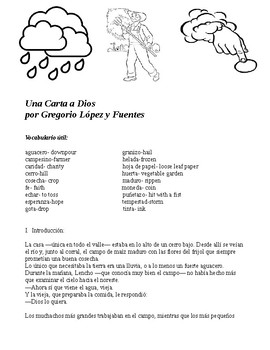 Voltage Wednesday pantry Una carta a Dios packet by Maria del Mar | Teachers Pay Teachers