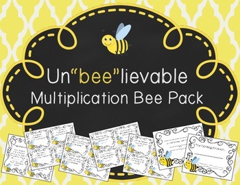 Preview of Multiplication Bee Pack: Un"BEE"lievable Certificates & Notes