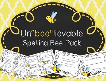 Preview of Spelling Bee Un"bee"lievable Pack: Spelling Bee Certificates and Notes