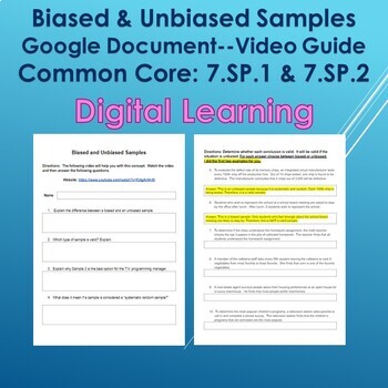 Preview of Unbiased and Biased Samples--Google Document--Distance Learning