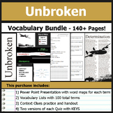 Unbroken - Vocabulary Lists, PowerPoints, Quizzes, and Keys