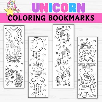 Preview of Unciorn Coloring Bookmarks- Kawaii Coloring Printable