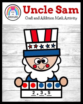 Preview of Uncle Sam Craft, Five Frame Decomposing Addition Activity: USA Math Center
