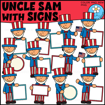 Preview of Uncle Sam with Signs Patriotic Clipart