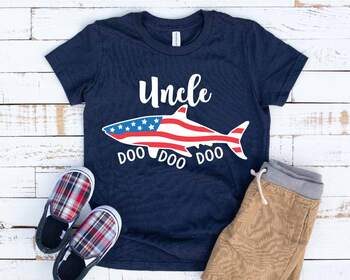 Preview of Uncle Shark USA Flag SVG Doo Doo Doo ather's Day papa Family 4th of July 1449S