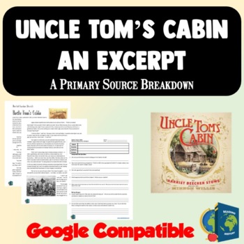 Preview of Uncle Tom's Cabin Excerpt Reading Analysis Worksheet