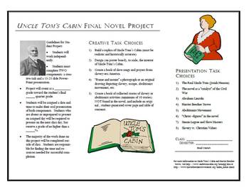 Uncle Tom's Cabin Novel Project by Jennie Morris | TpT