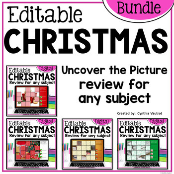 Preview of Uncover the Picture Bundle Christmas Editable Game Review for Google Slides™