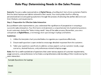 Preview of Uncovering Customer Needs - A Sales Role-Play Adventure!