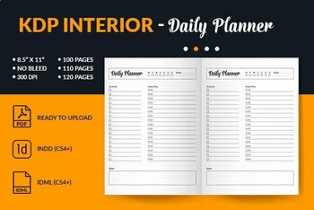 Preview of Undated Daily Planner - KDP Interior 8.5 x 11 Inches (Size A4)