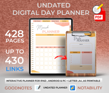 Preview of Undated Digital Day Planner 2021-2022 for Notability & GoodNotes