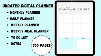 Preview of Undated Digital Planner, Monthly Planner, Weekly Planner, Daily Planner