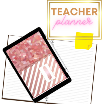 Preview of Undated Digital Teacher Life Planner- Rose Gold 