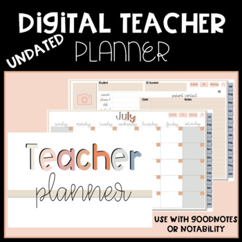 Preview of Undated Digital Teacher Planner to use with GoodNotes or Notability