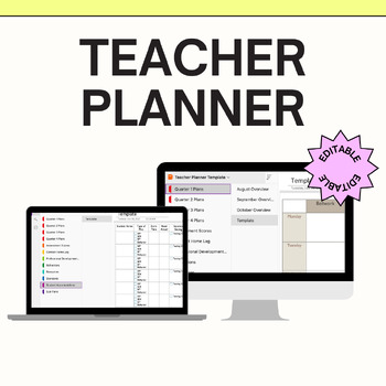 Preview of Undated OneNote Editable Teacher Planner