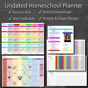 Preview of Undated Homeschool Planner