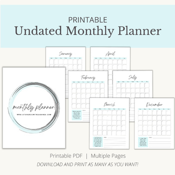 Preview of Undated Monthly Planner