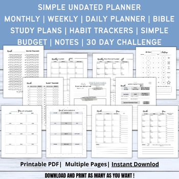 Preview of Reusable New Year Calendar Planner | Bible Study | Track Habits | Challenge Page