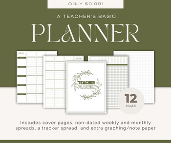 Preview of Undated Printable Teacher Lesson Planner