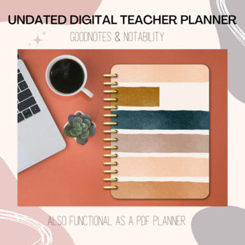 Preview of Undated Teacher Digital Planner, BOHO Design, Goodnotes, Notability, PDF, Organi