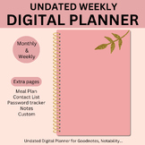 Undated Weekly Digital Planner For Goodnotes, Monthly Plan