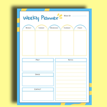 Preview of Undated Daily Schdule Printable Weekly Planner Template  Students and Teachers
