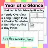 Undated Yearly Planner, Weekly & Day Plans, Monthly Overvi
