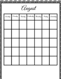 Undated month calendar for August