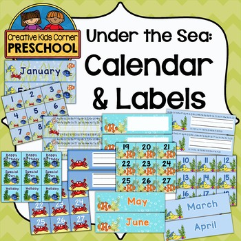Preview of Under The Sea Calendar & Labels