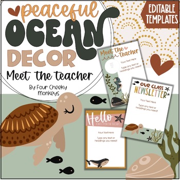 Preview of Under The Sea Classroom Decor Theme // EDITABLE Meet The Teacher Template