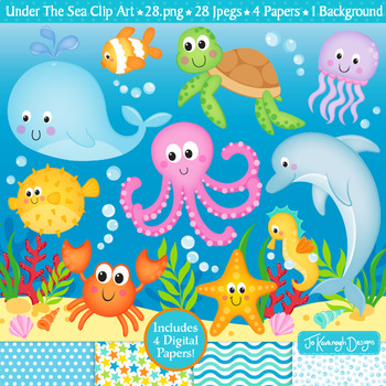 Under The Sea Ocean Animals Theme Clip Art C23 By Jo Kavanagh Designs