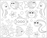 Under The Sea Clip Art - Ocean ClipArt - Fishes, Crab, Sea