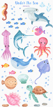Under The Sea Clipart Vol.2, Watercolor PNG Images by Little Whimsical ...