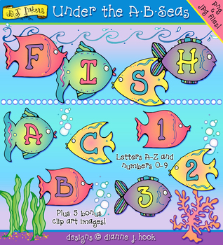 Preview of Under the A-B-Seas - Fish Alphabet Clip Art by DJ Inkers