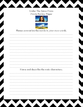 Under The Same Moon Movie Worksheets Teaching Resources Tpt