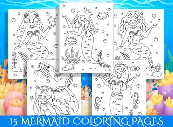 Preview of Under the Sea: A Mermaid Coloring Adventure for Preschool and Kindergarten