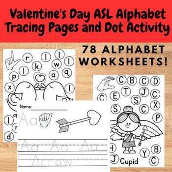 Preview of Valentine’s Day ASL Alphabet Dot Marker and Tracing pages