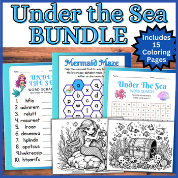 Preview of Under the Sea Activities BUNDLE - Ocean Unit / Mermaid Party - Coloring, Puzzles